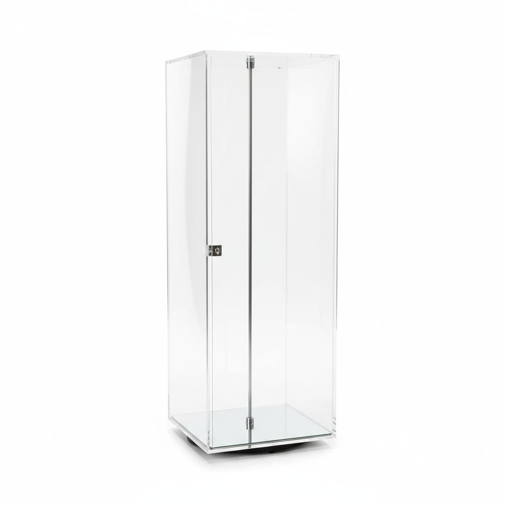 "Rotating Acrylic Showcase Tower (4-Sided, 16 x 16 x 48 inches)"