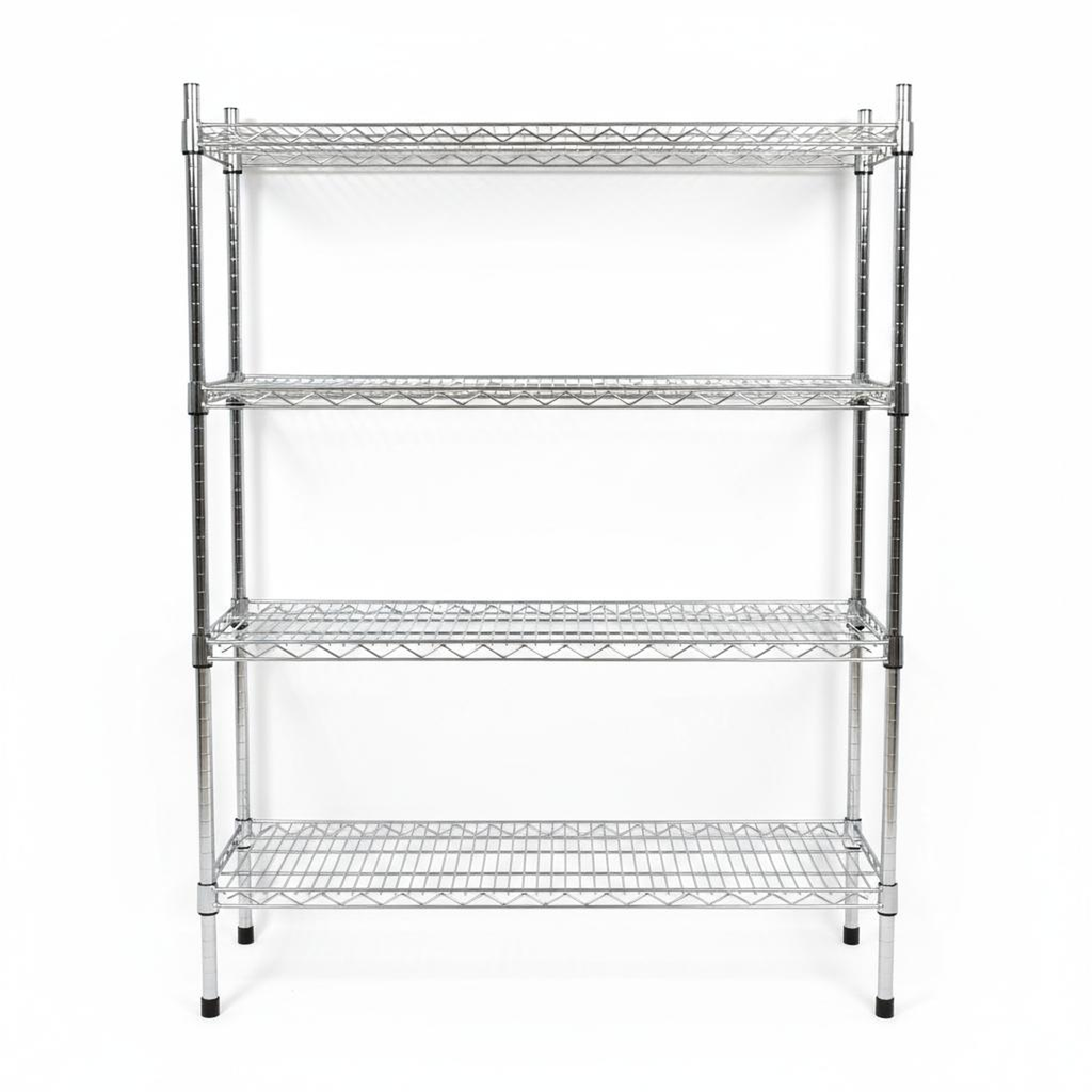 "Chrome Wire Shelving Unit (4-Tier, 36 x 18 x 72 inches)"