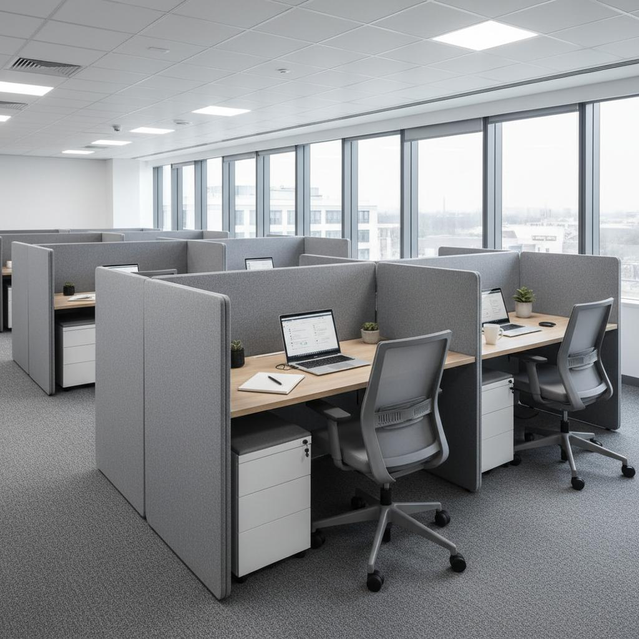 "Freestanding Fabric Office Partition (60 x 72 inches, Gray)"