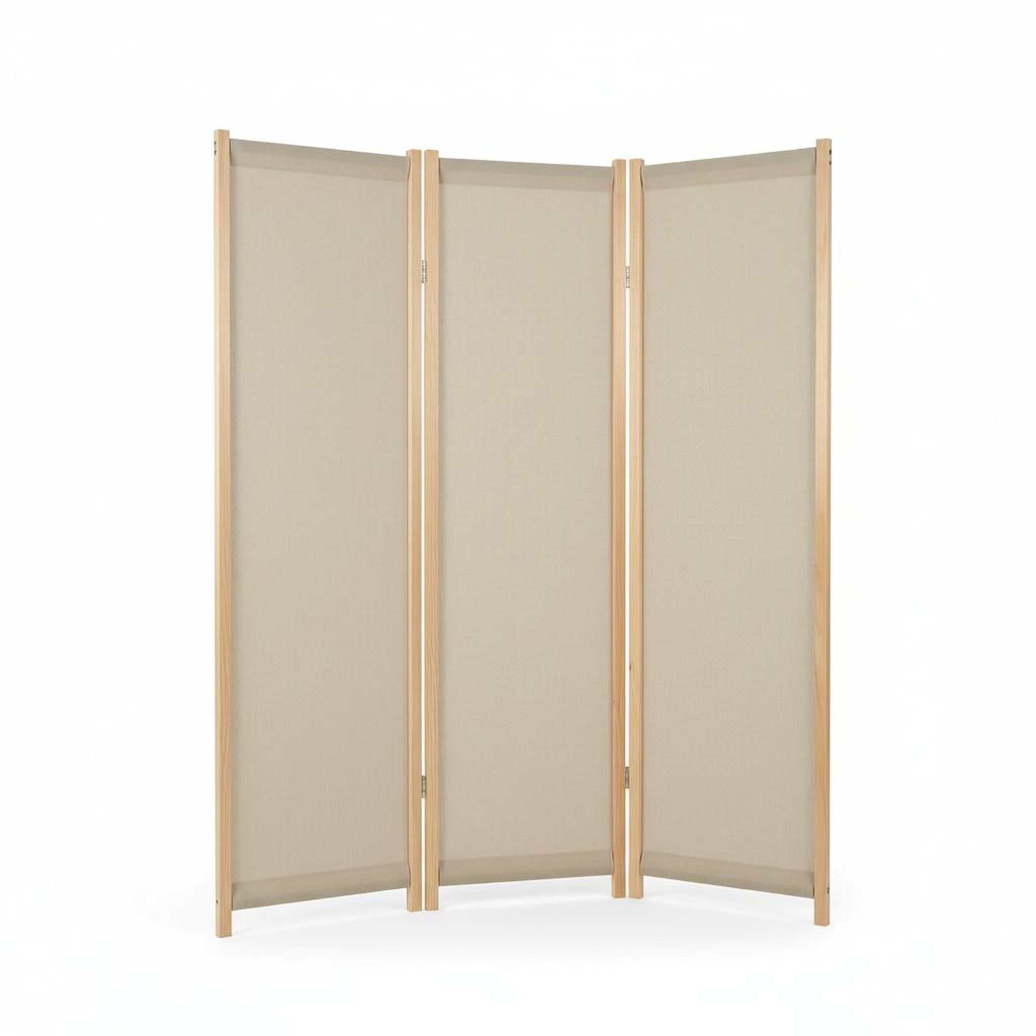 "Folding Fabric Room Divider (3-Panel, 72 x 60 inches, Beige)"