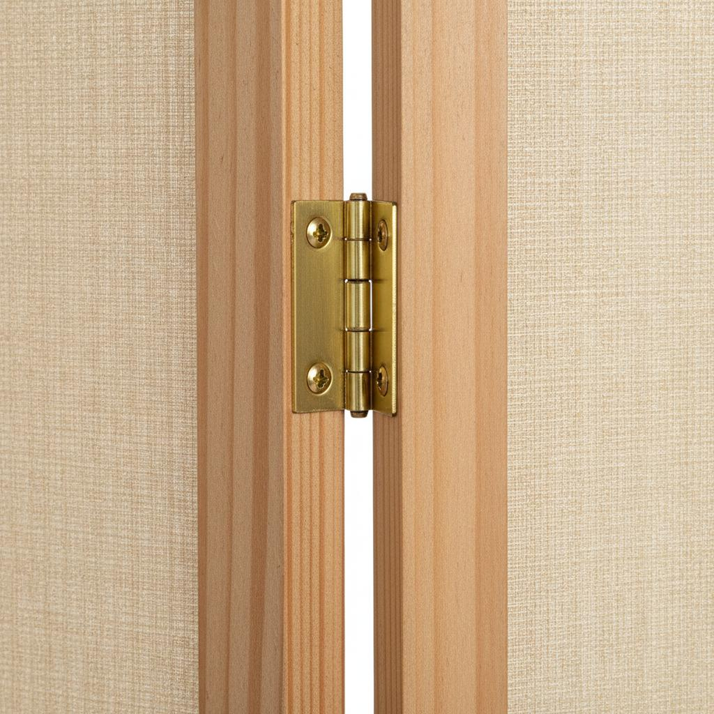 "Folding Fabric Room Divider (3-Panel, 72 x 60 inches, Beige)"