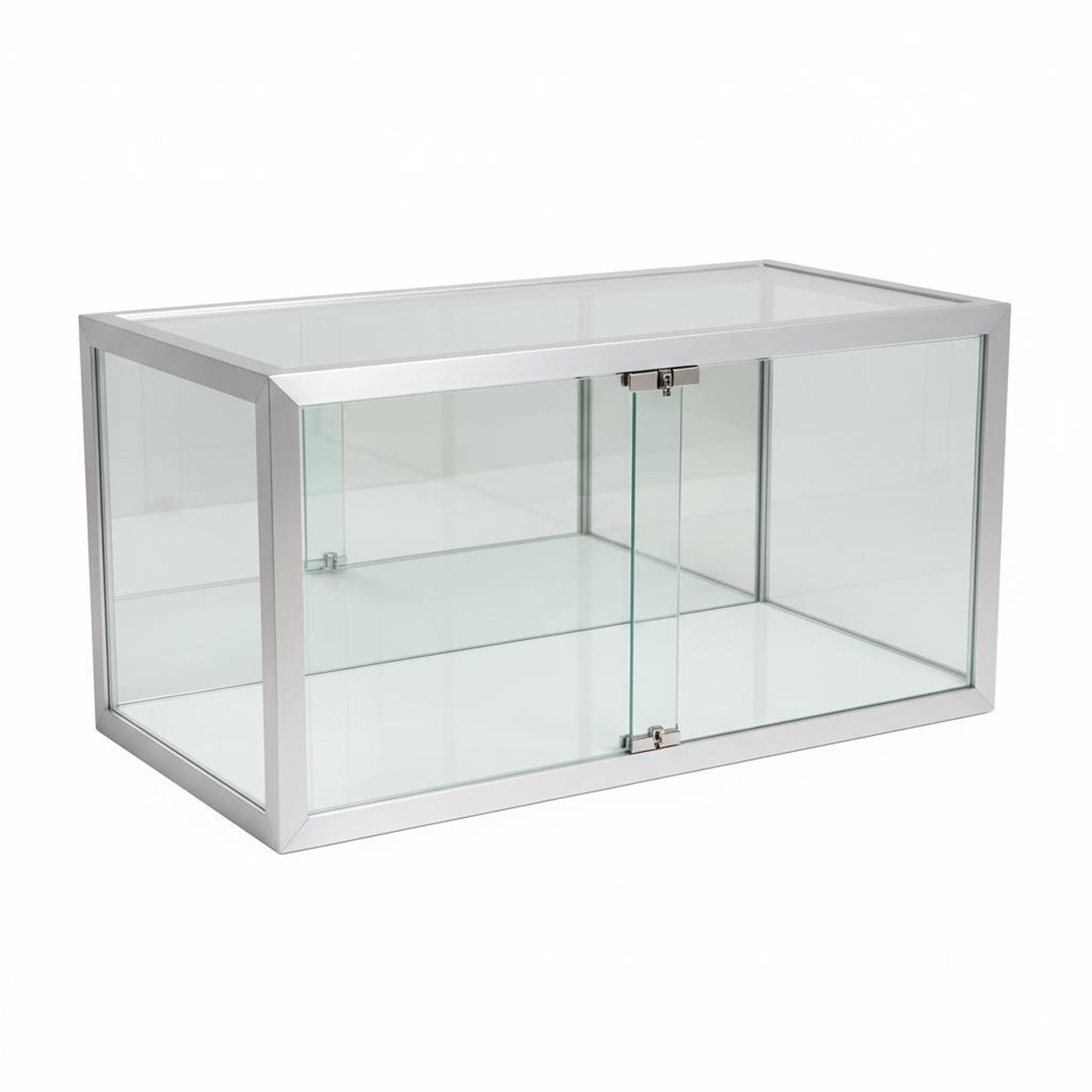 "Tempered Glass Countertop Display Case (Aluminum Frame)"
