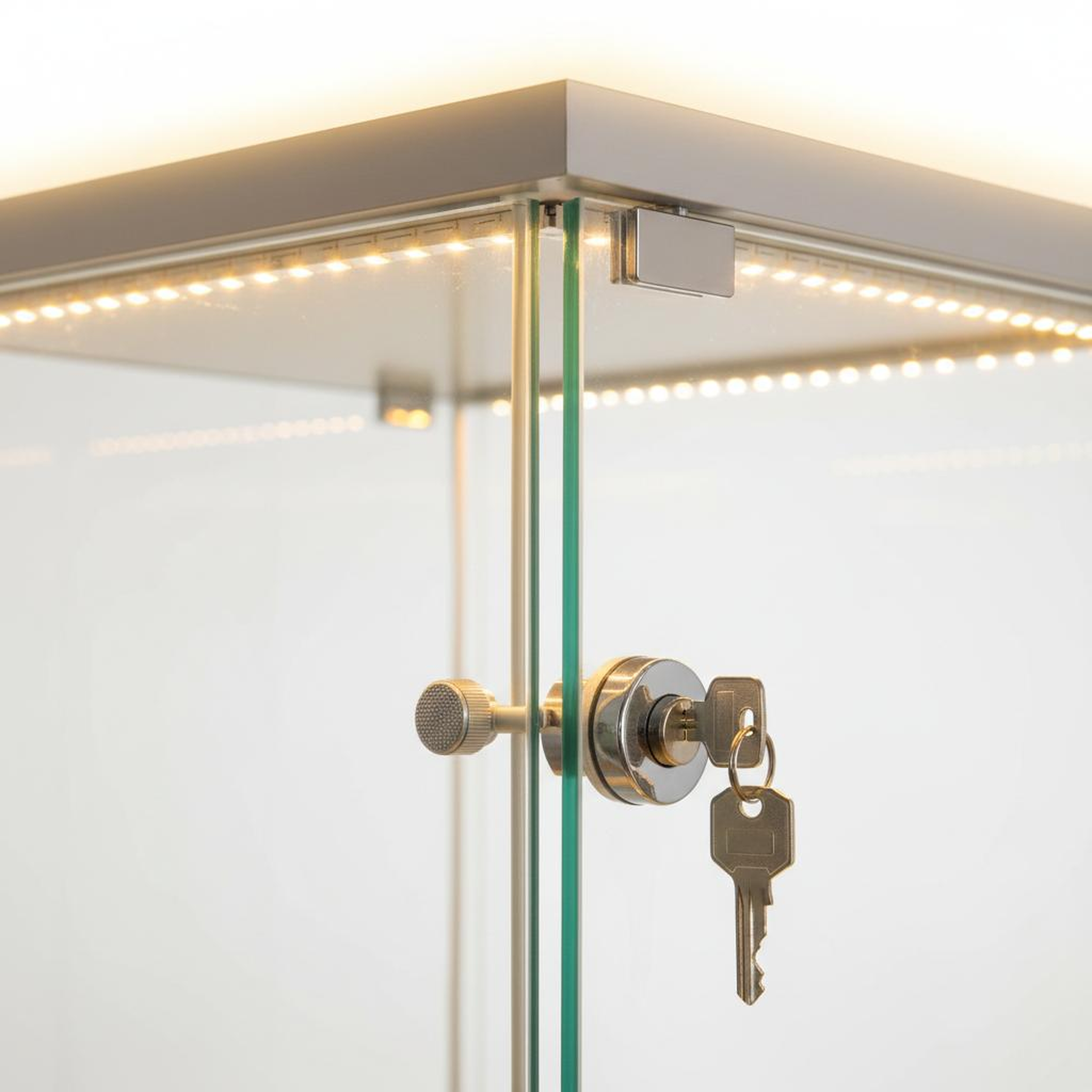 "Full-Glass LED Showcase Tower (Locking, 18 x 18 x 48 inches)"