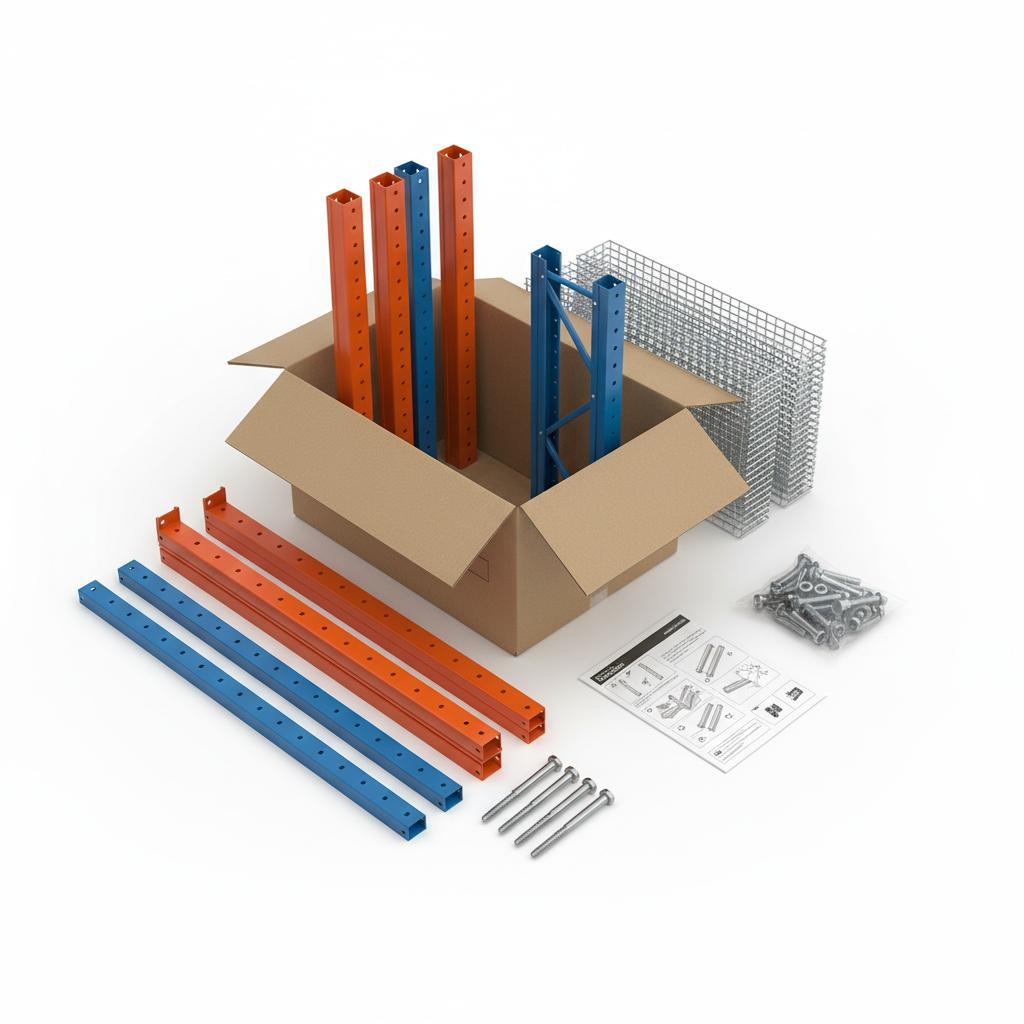 "Heavy-Duty Pallet Racking Frame and Beam Kit (96 x 42 inches)"