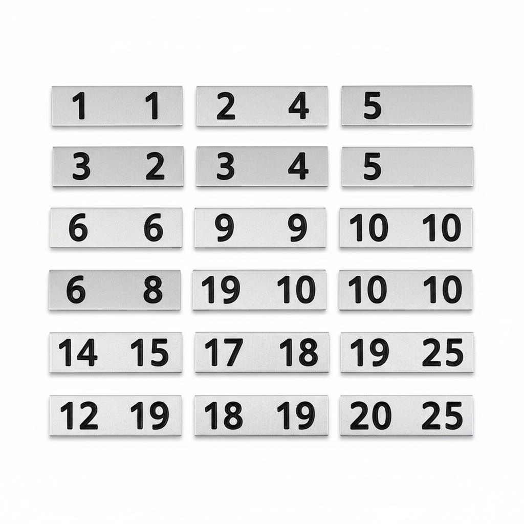 "Steel Locker Number Plate Set (1-25, Adhesive)"