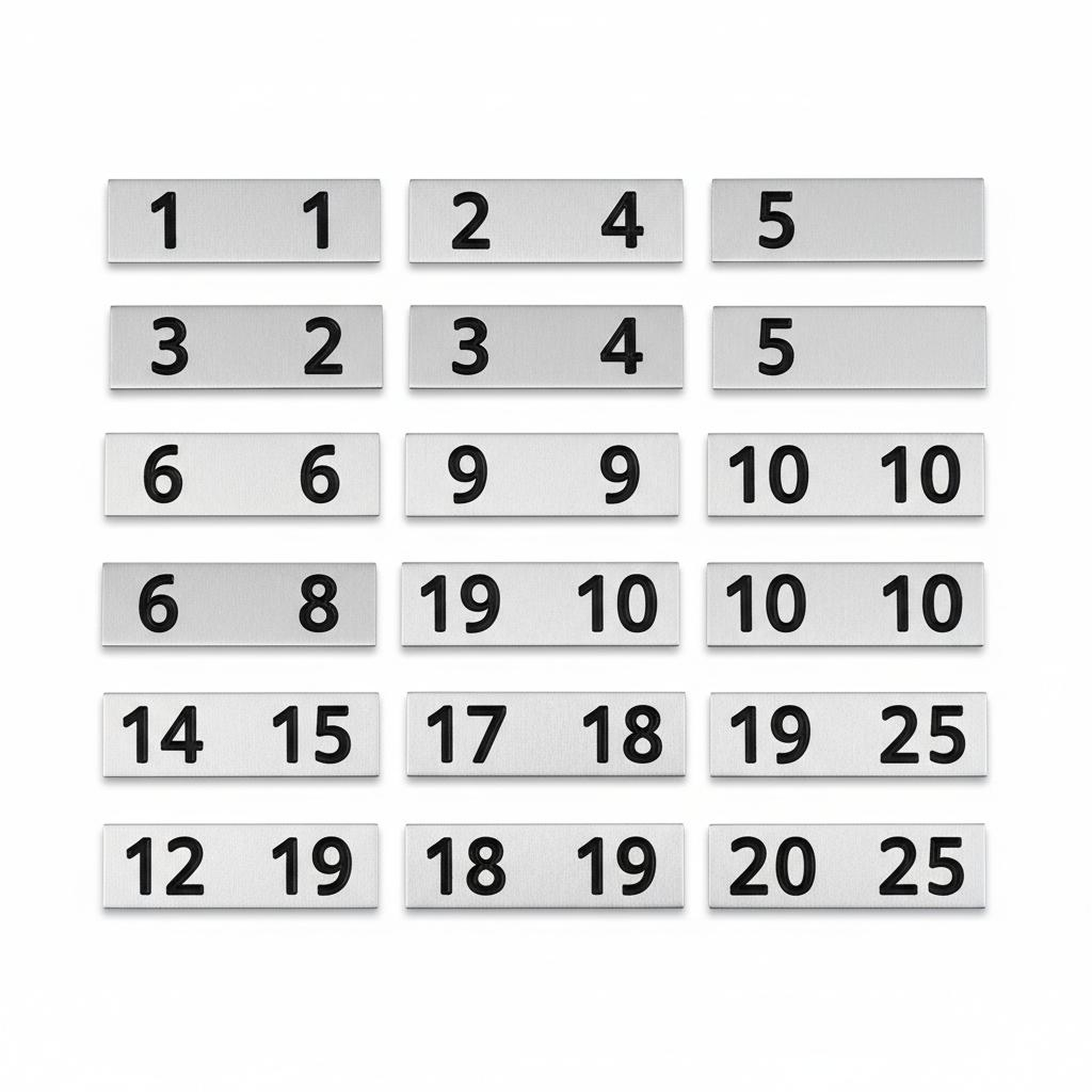 "Steel Locker Number Plate Set (1-25, Adhesive)"
