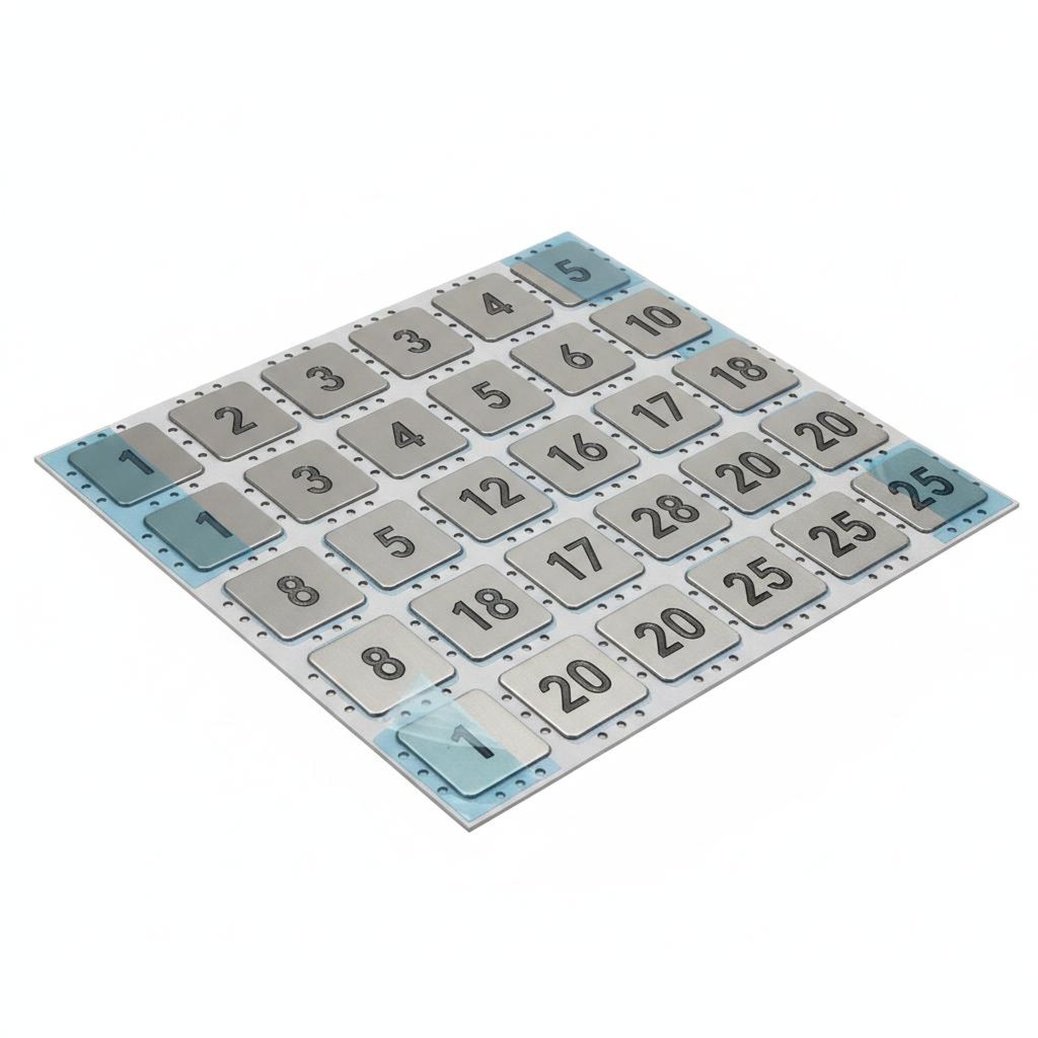 "Steel Locker Number Plate Set (1-25, Adhesive)"