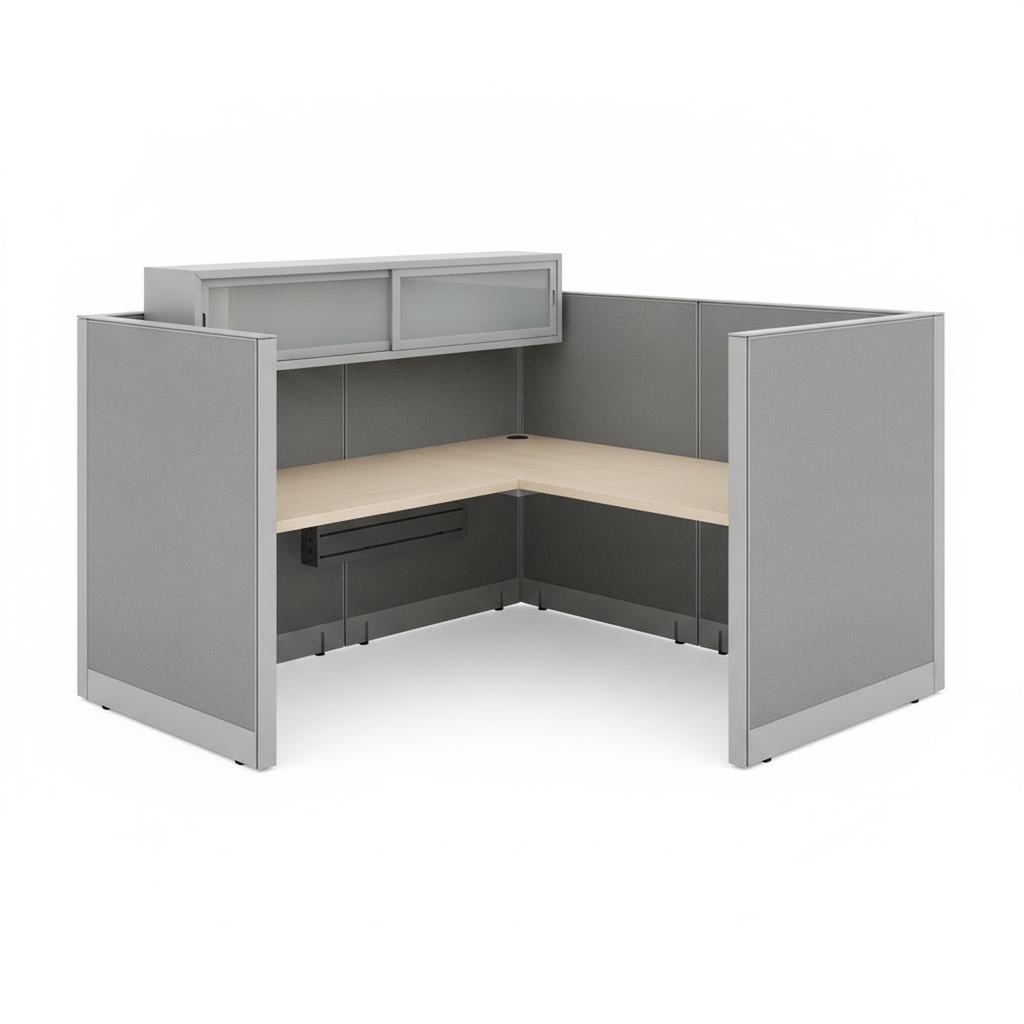 "Modular Office Cubicle System Starter Kit (4 x 4 feet, Gray)"