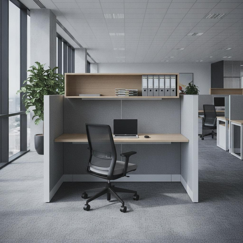 "Modular Office Cubicle System Starter Kit (4 x 4 feet, Gray)"