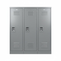 "Three-Unit Steel Locker Bank (Gray, Knock-Down Kit)"