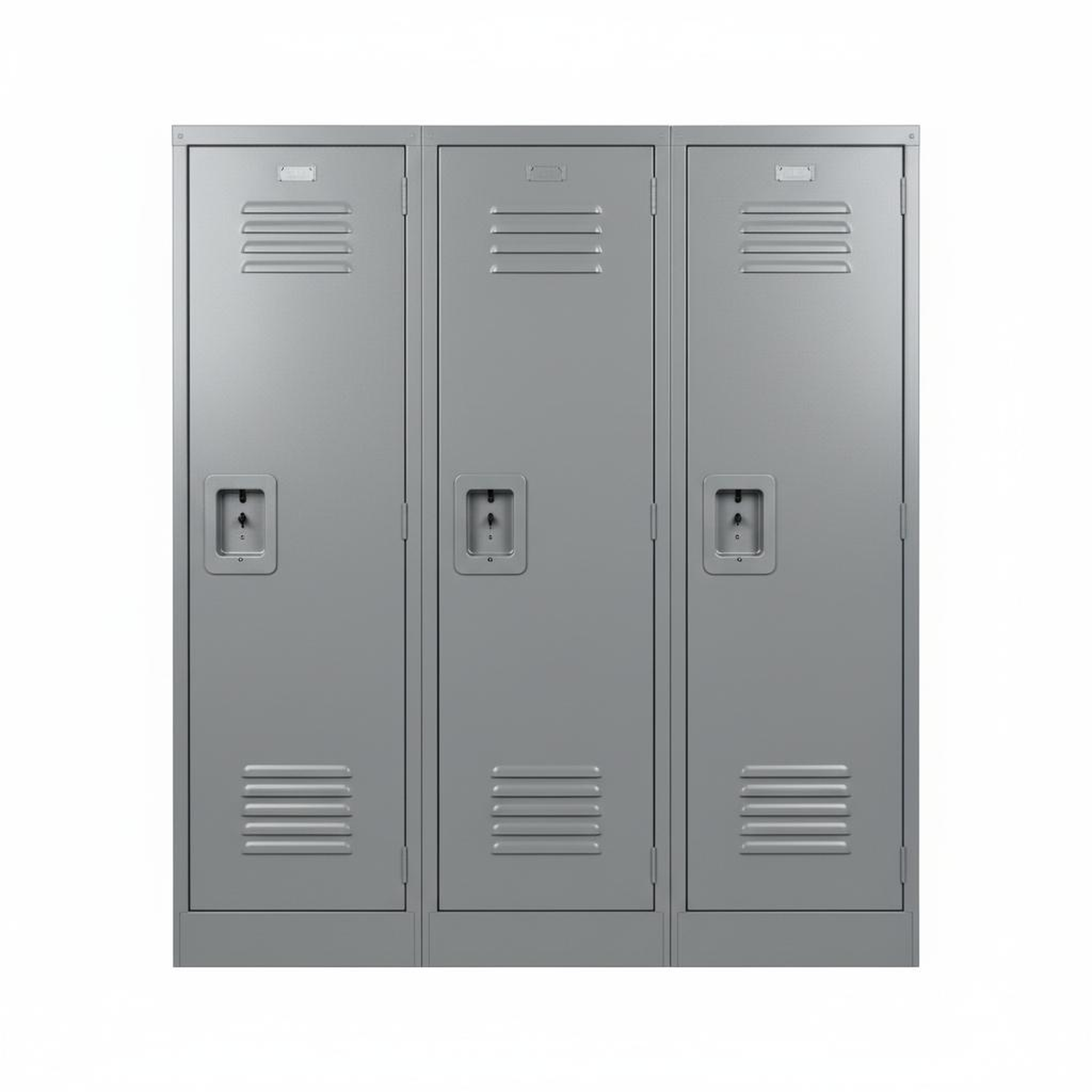 "Three-Unit Steel Locker Bank (Gray, Knock-Down Kit)"